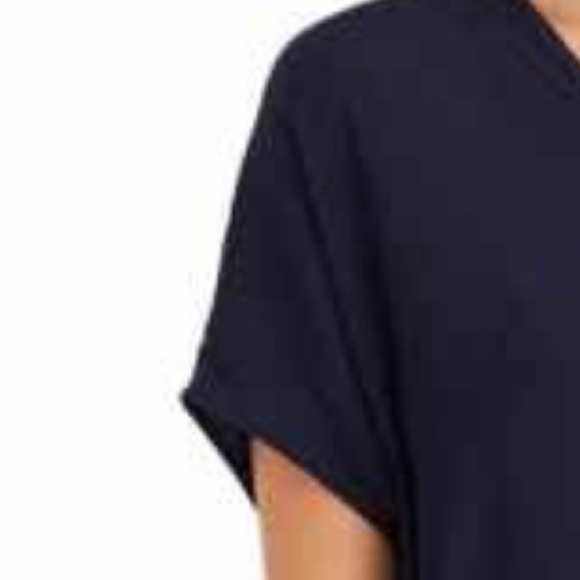Madewell Bicoastal Navy Blue High-Low S/S V-neck T-Shirt Dress Deep Pockets - Picture 4 of 7